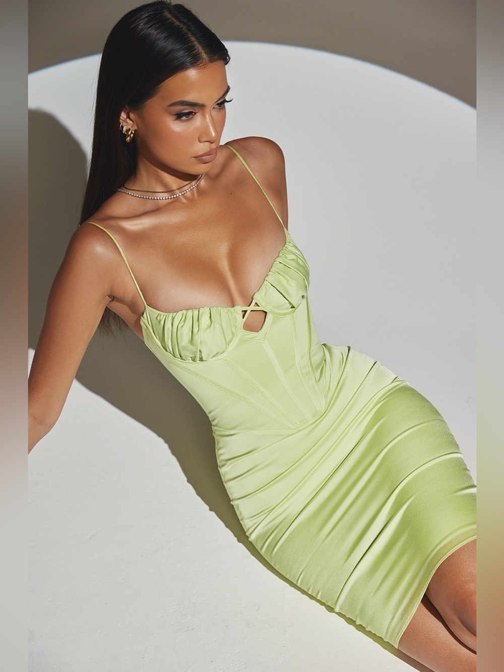 HOUSE OF CB Mint Satin Sweetheart Neck Bustier Corset Bodice Bodycon Dress XS‎ - Picture 13 of 17